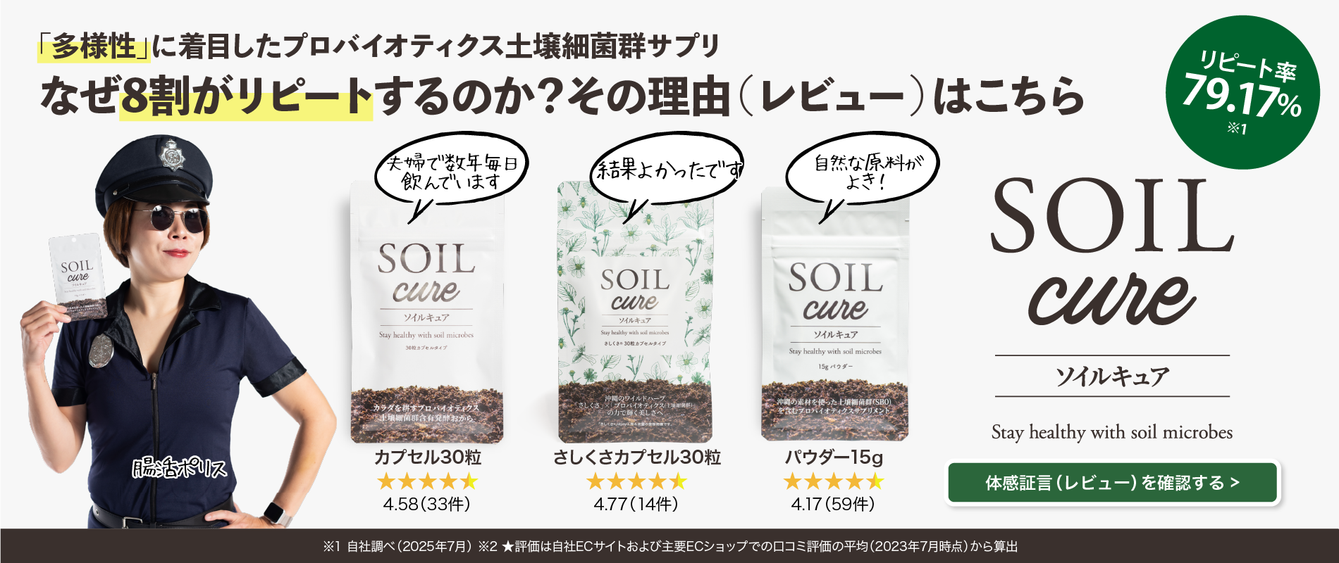 8割がリピートする理由（レビュー）
